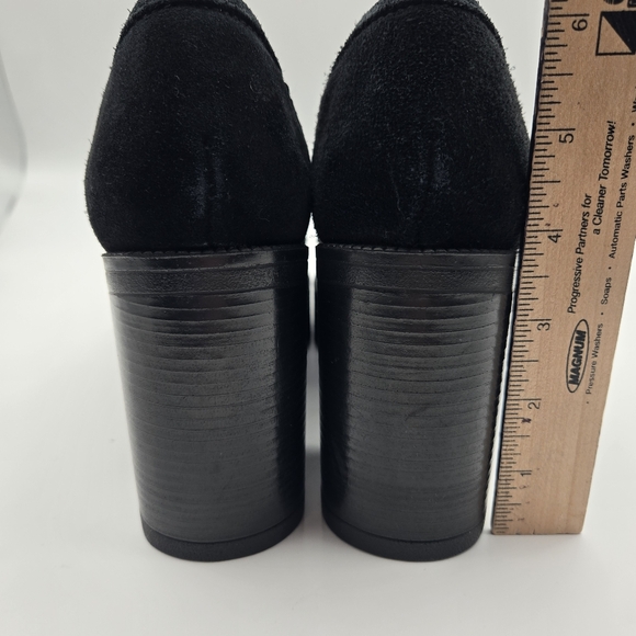 Fleur De Safran Genuine Suede Leather Black Chunky Heel Loafers Shoes Size EU 39 - Picture 11 of 16